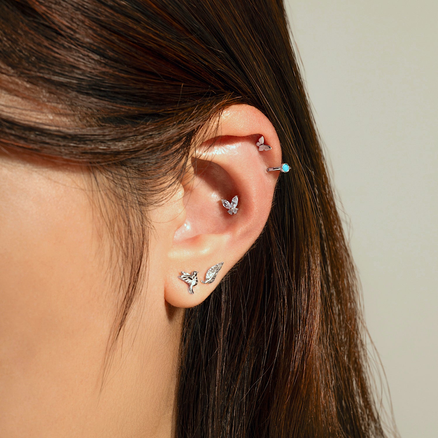 I want these two flat piercings with similar jewelry. My ears are super  small and I don't know if it would look good or even fit. What do you guys  think?? :