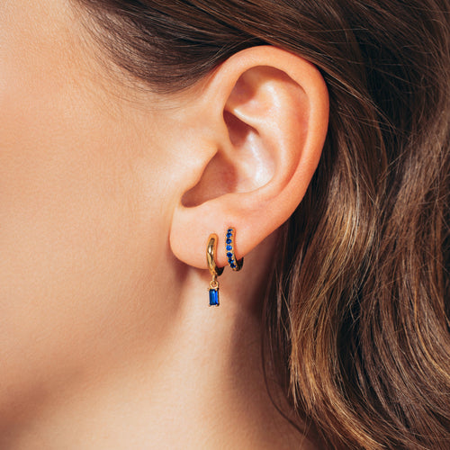 Sapphire Pave Huggie Hoop Earrings