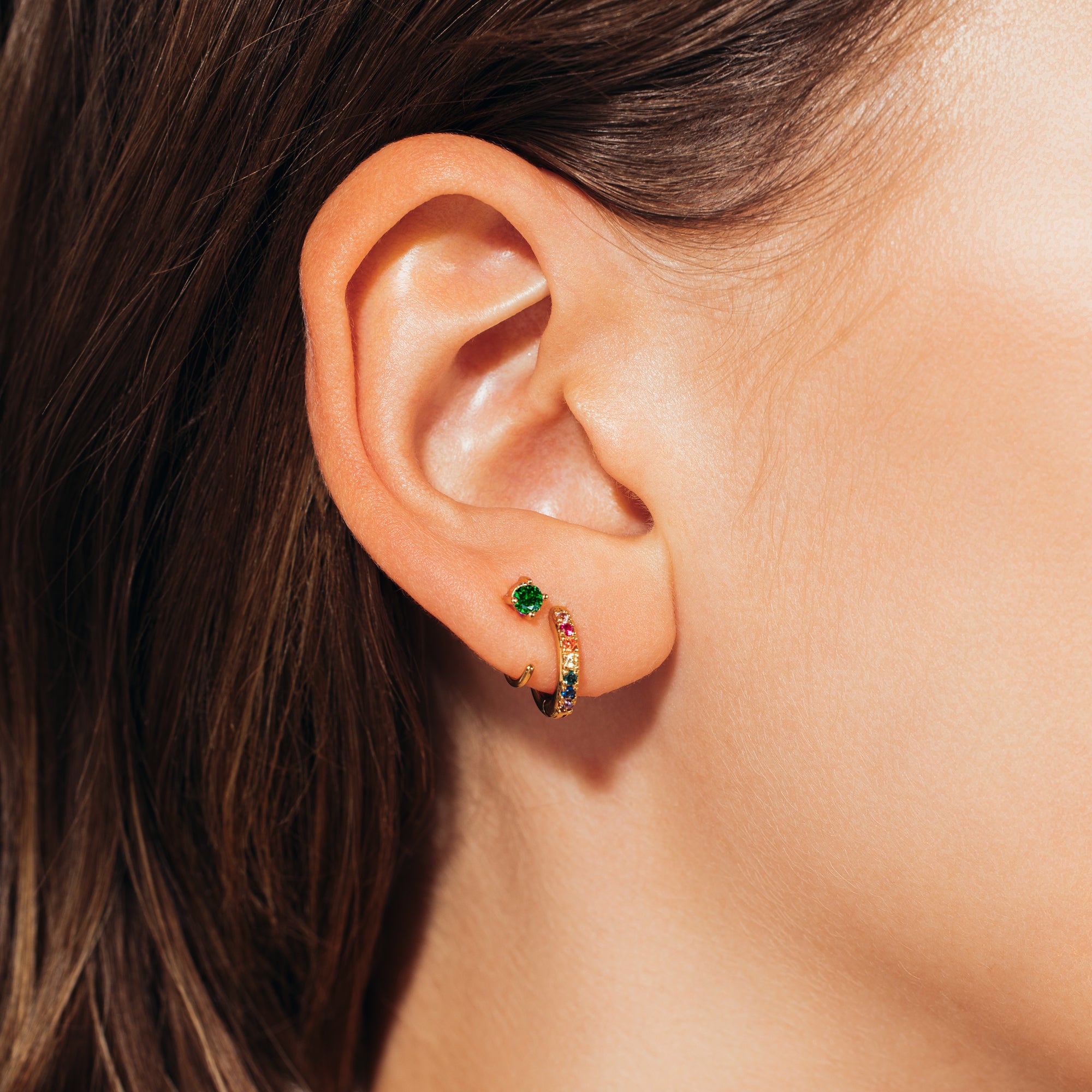 Emerald huggies earrings hotsell