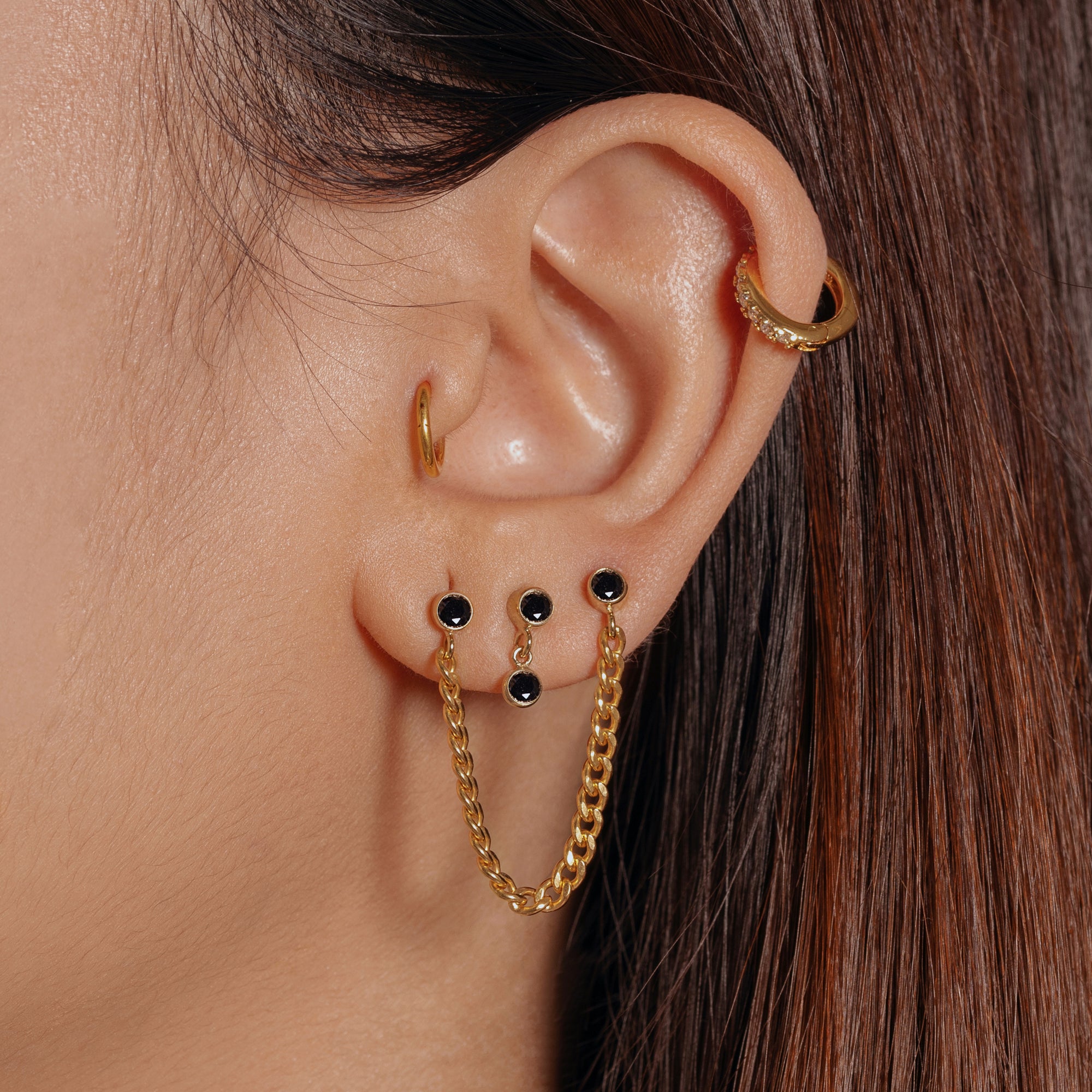 黑色雙邊框耳釘