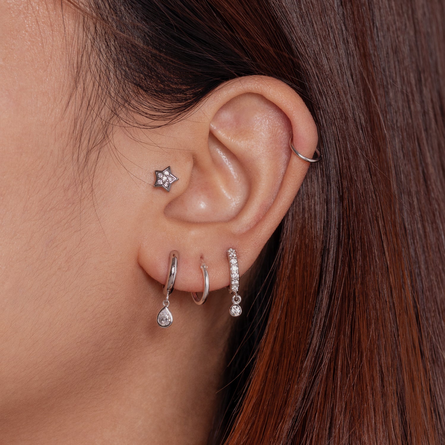 Cincin Klik Klasik Kecil Perak Sterling