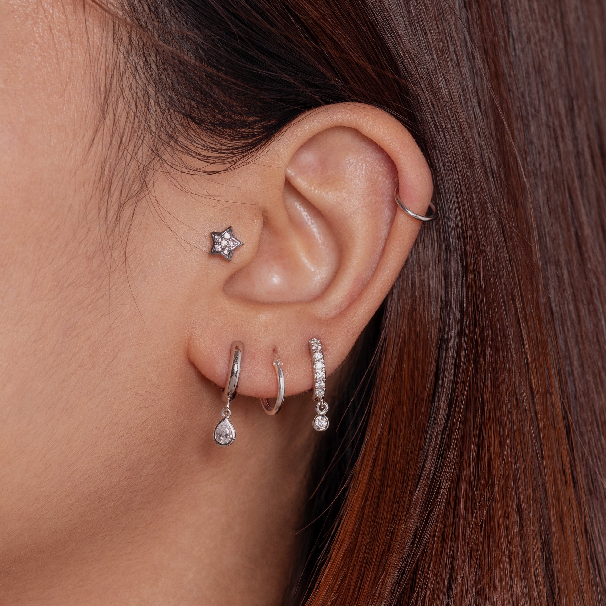 Cincin Klik Klasik Kecil Perak Sterling