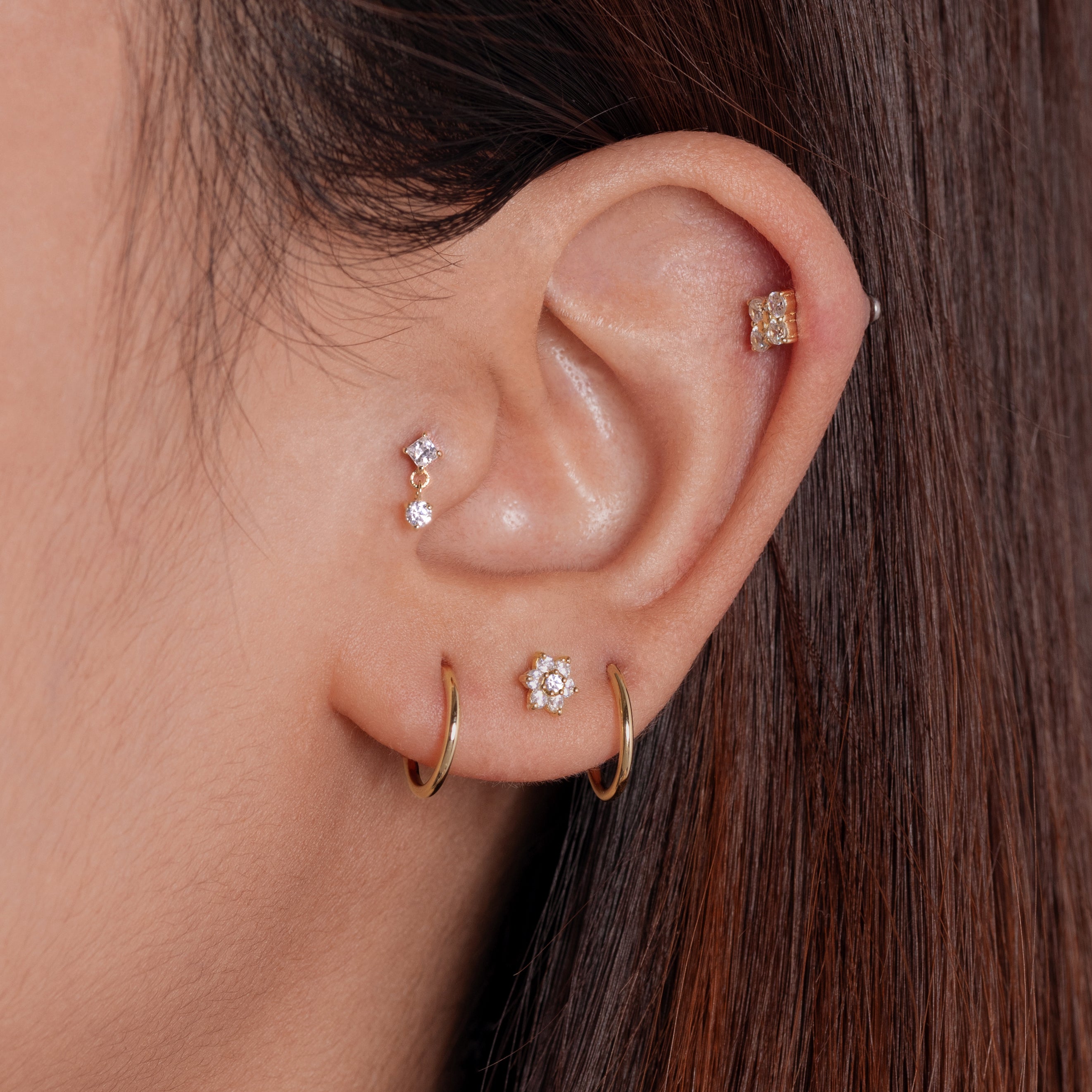 Pave Flower Internal Threaded Labret J CO Jewellery