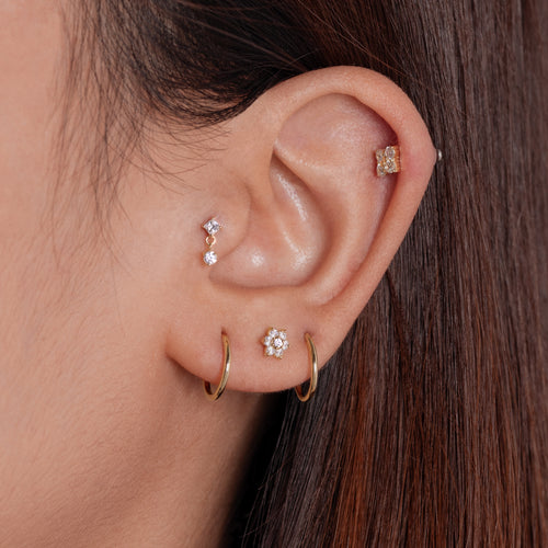 Pave Flower Internal Threaded Labret