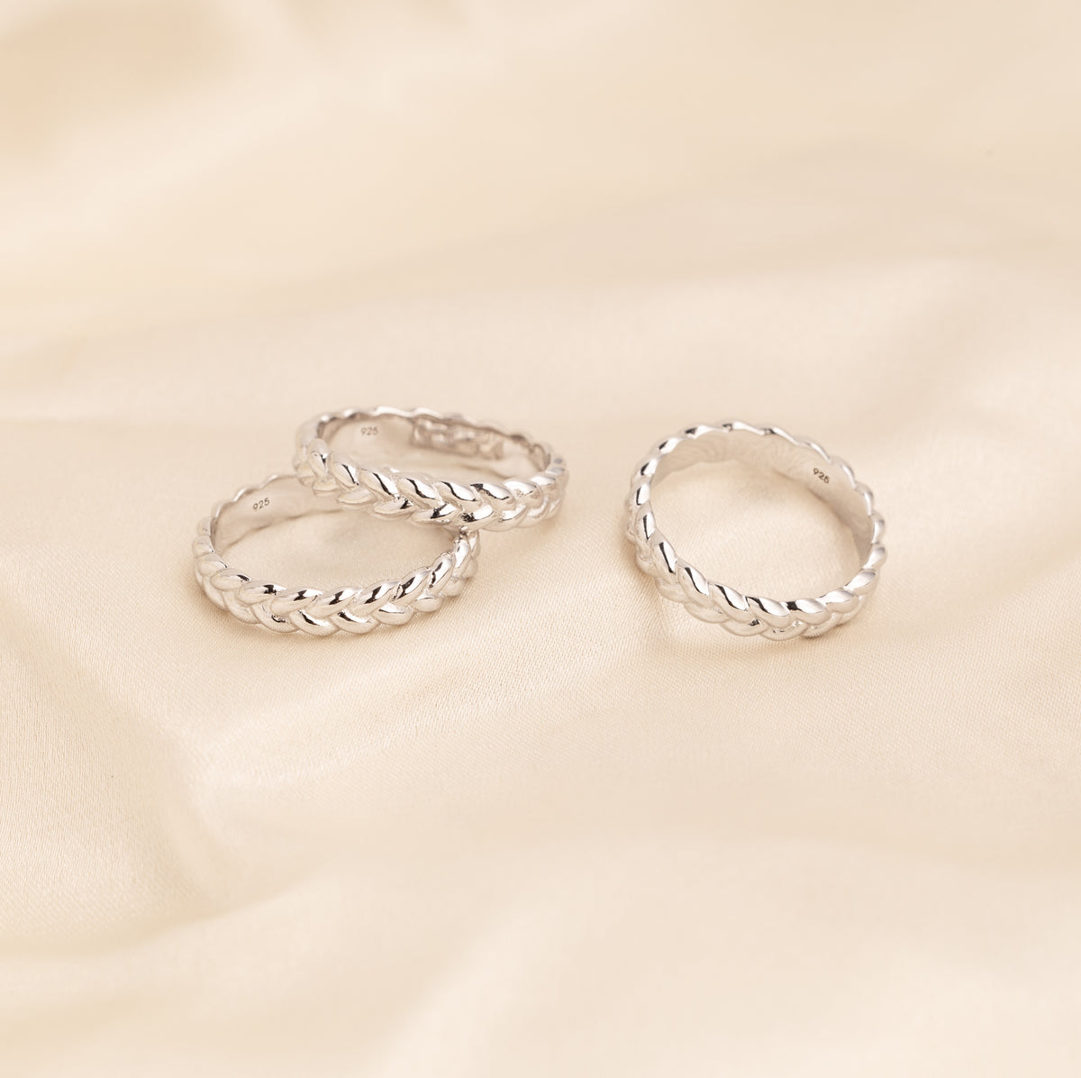 Bague Argent 925 Tressée Large - Taille Ajustable 52-60 - Design Élégant Et Intemporel