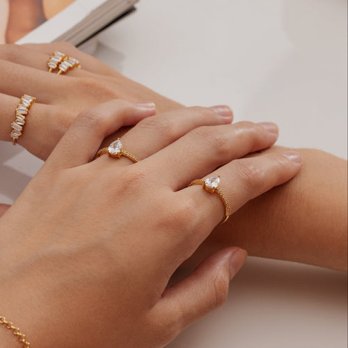 Cincin Pave Tetesan Air Emas
