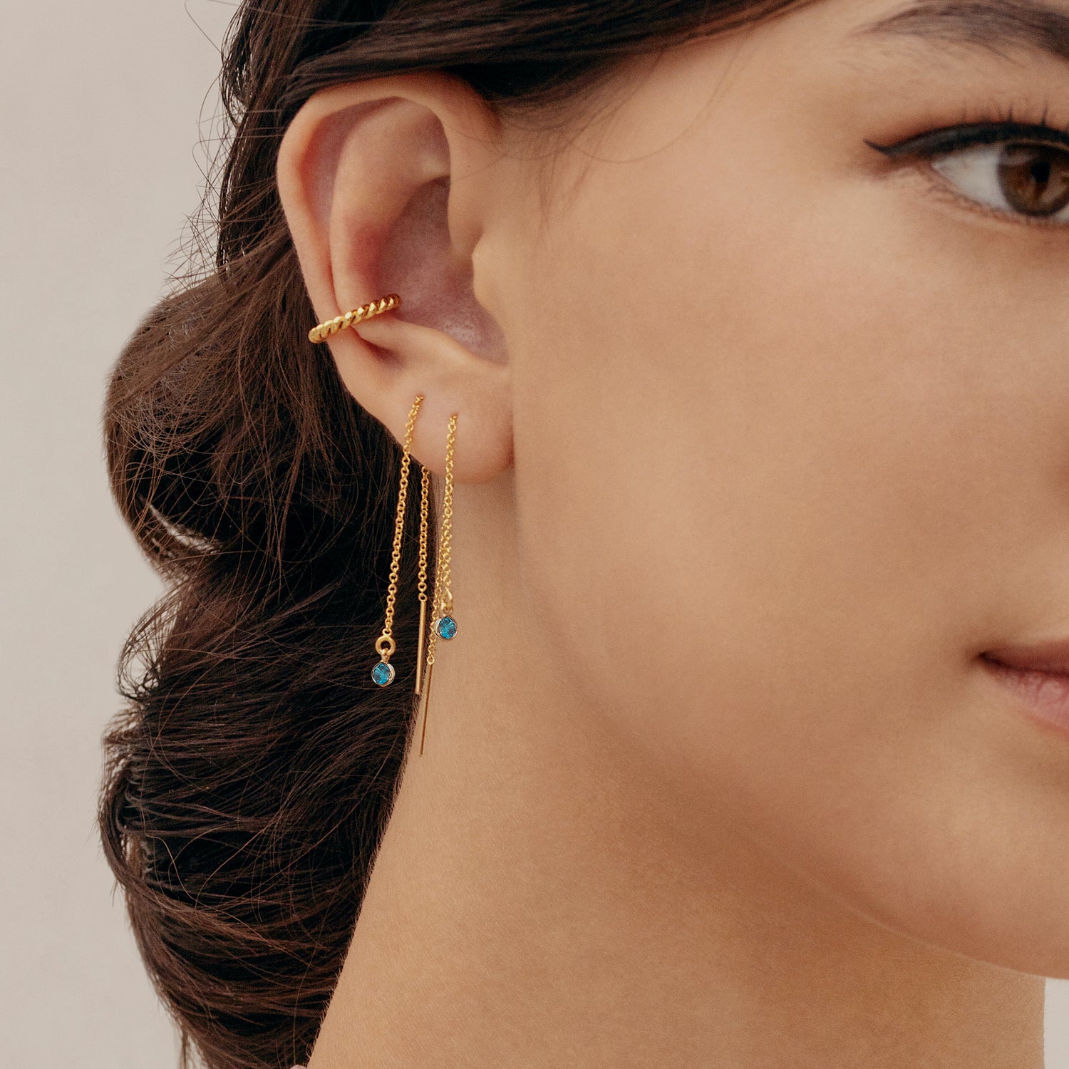 J&CO Jewellery Little Bezel Drop Earrings Gold
