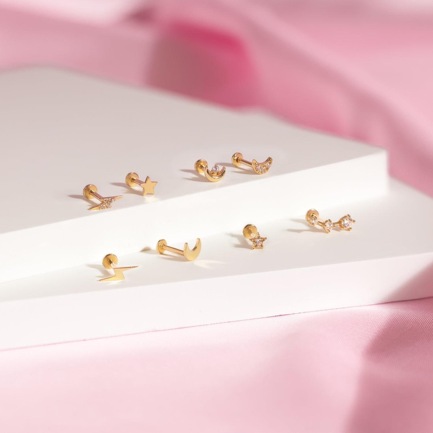 14K Solid Gold Shiny Constellation Flatback Earring – J&CO Jewellery