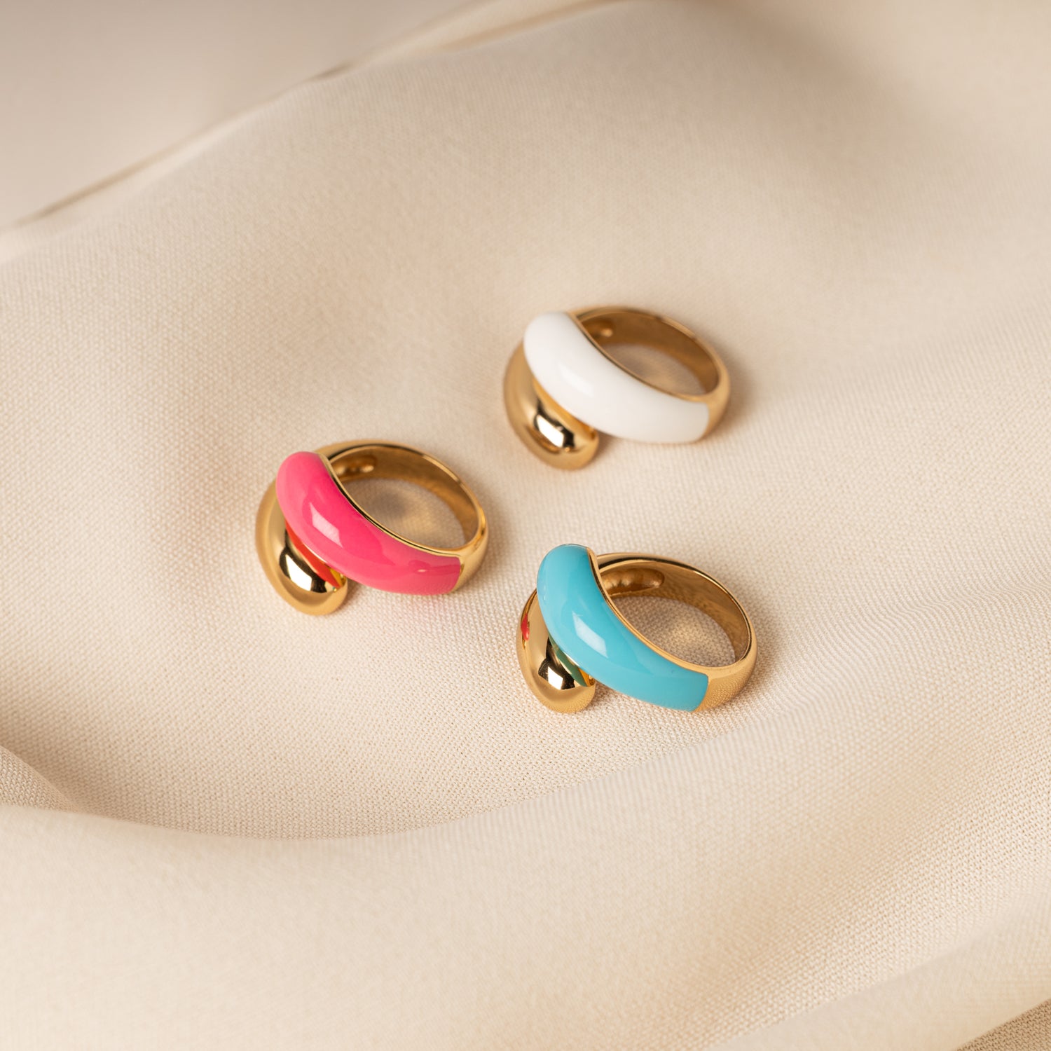 Twin Dome Hemelsblauwe Emaille Ring