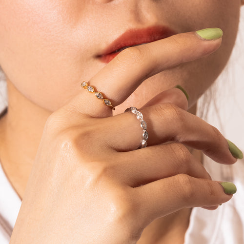 Marquise Bar CZ 金戒指