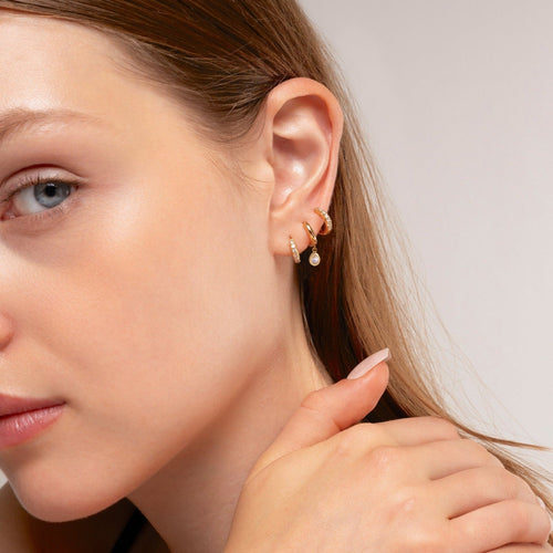 Teardrop Bezel Hoop Earrings