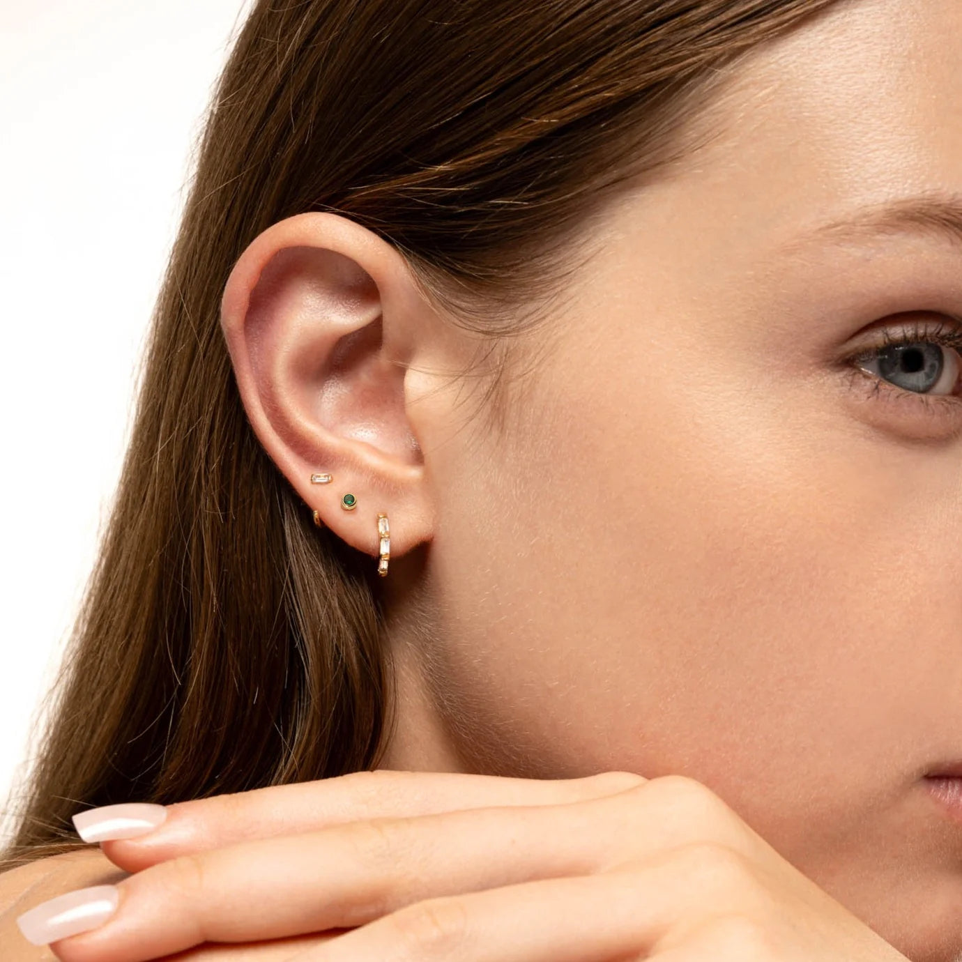 Mini Smaragd Oorringen met Rand