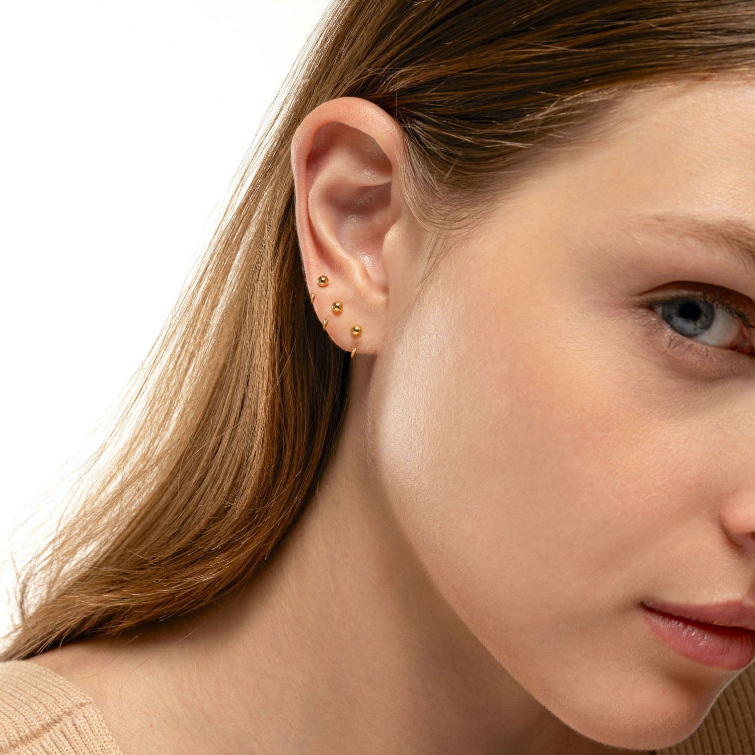 Earring Sets 14K Gold Hoop Earrings Set (3 Pairs) Dainty Huggie