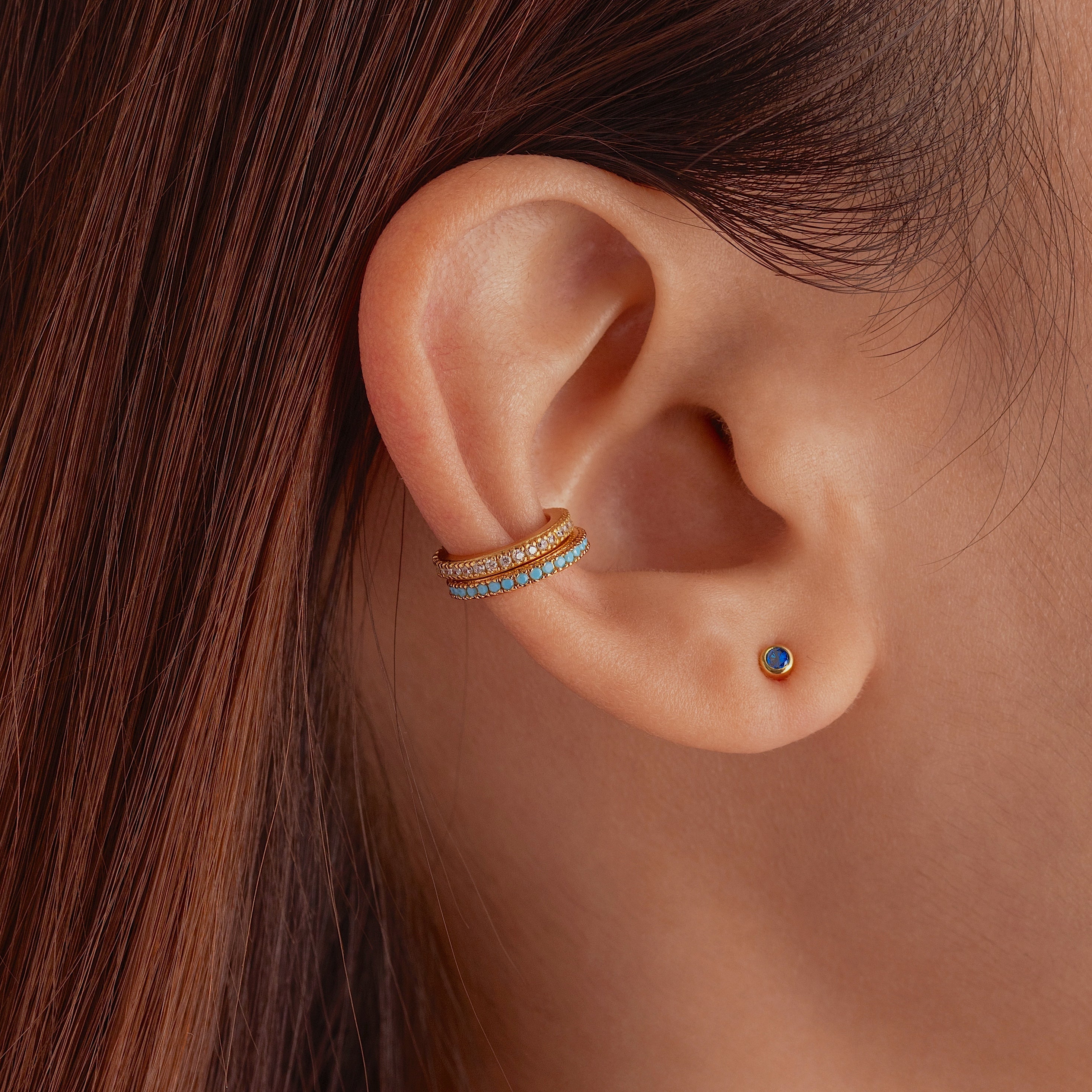 EÉRA「MINI EARRING LLIC BLUE」18K GOLD Allegra Blue Tiny Stud Earrings