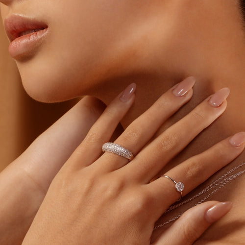 Anello Mini Pave Disco Argento