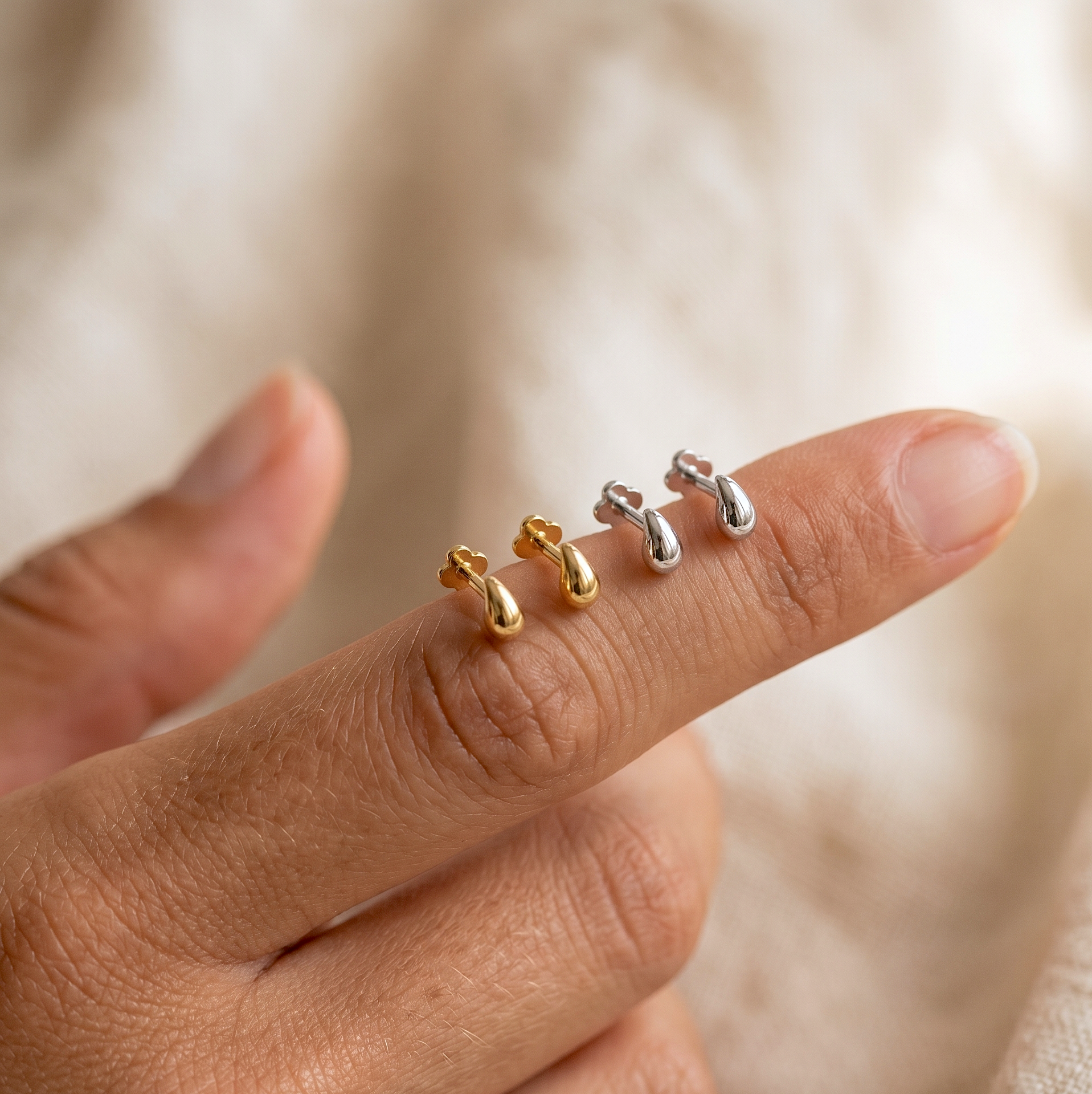Melted Teardrop Flatback Earring