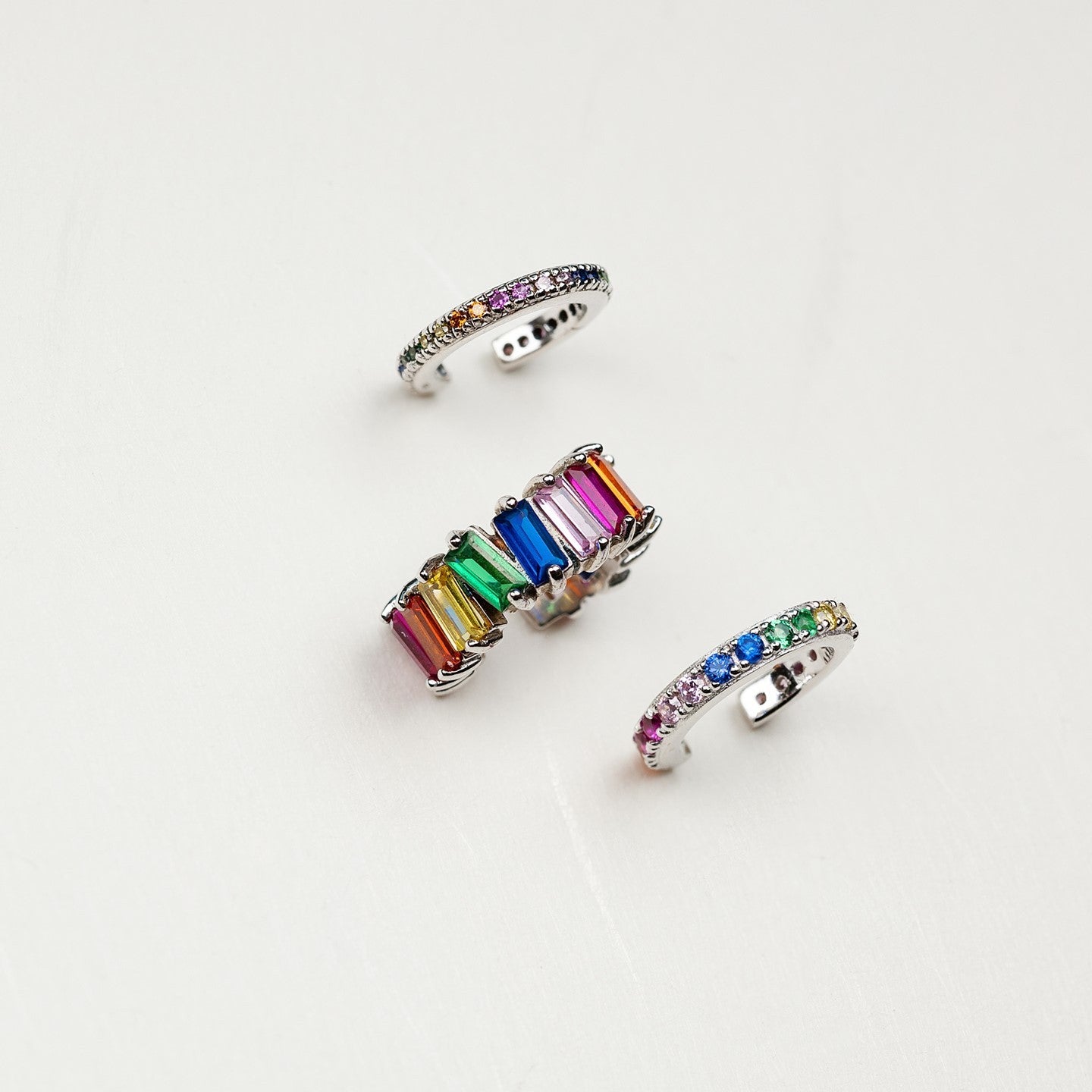 Rainbow Pave Øreklemme