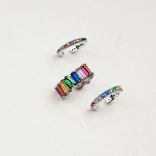Rainbow Pave Øreklemme