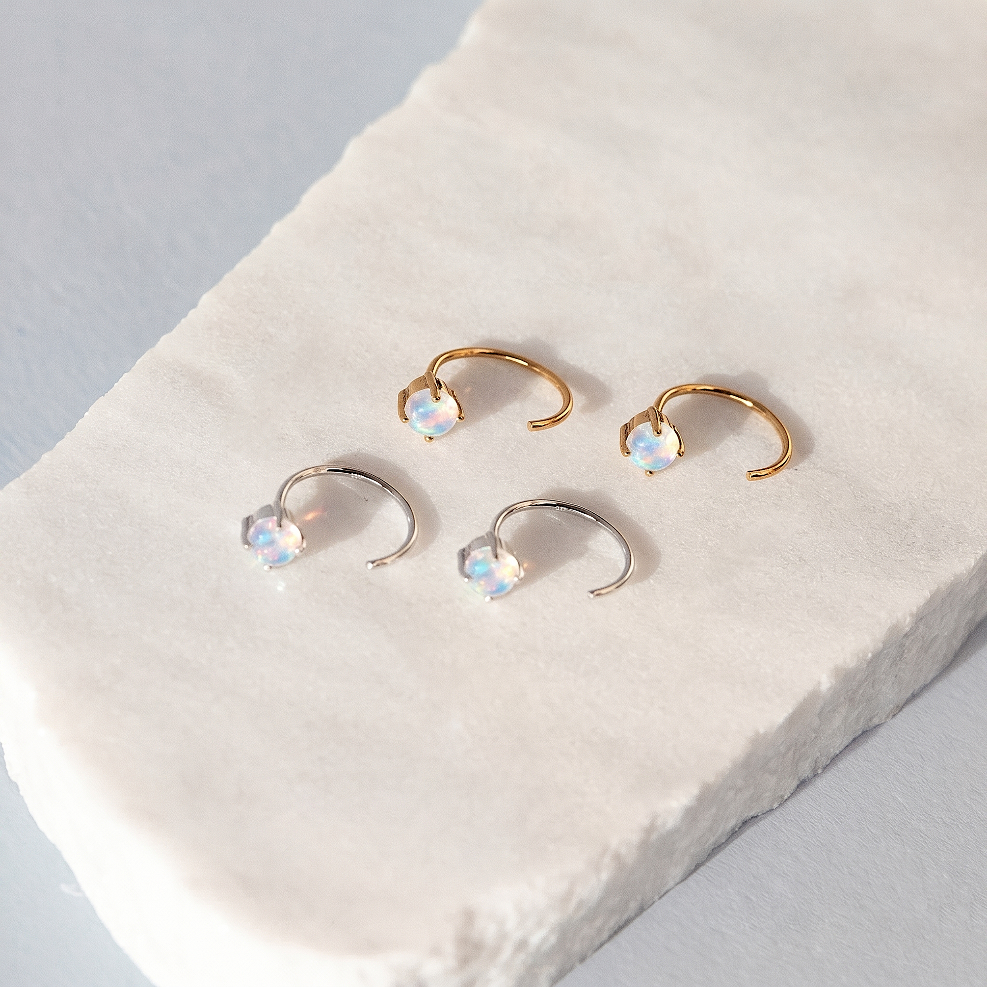 Moonstone Huggie Hoop Earrings