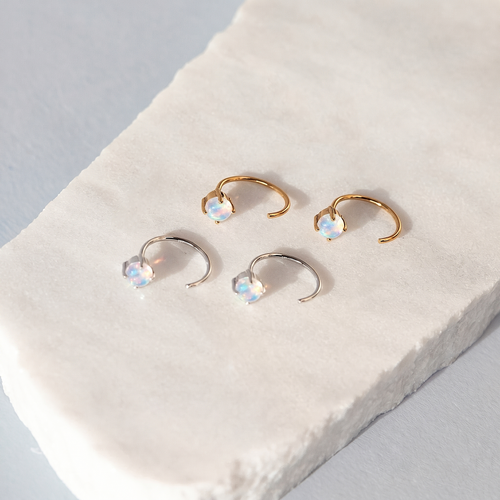 Moonstone Huggie Hoop Earrings