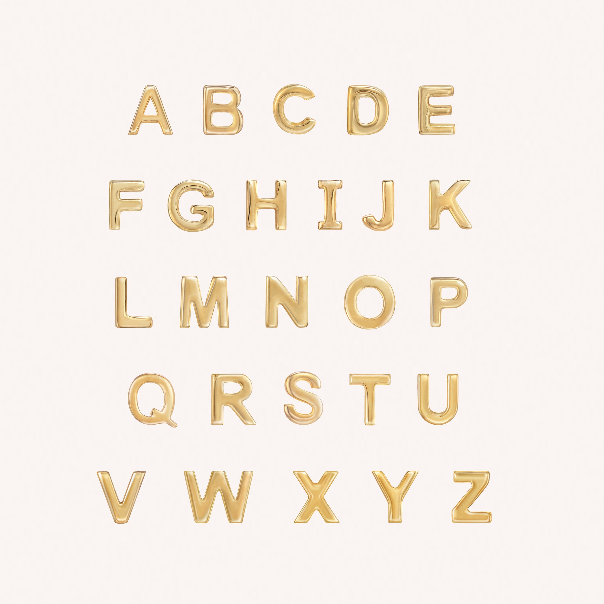 14K Solid Gold Mini Alphabet Flatback Earring