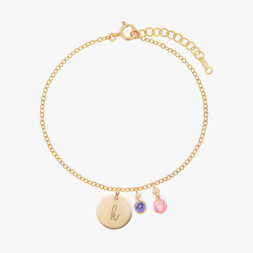 Personalized Birthstones Crystal Disc Bracelet