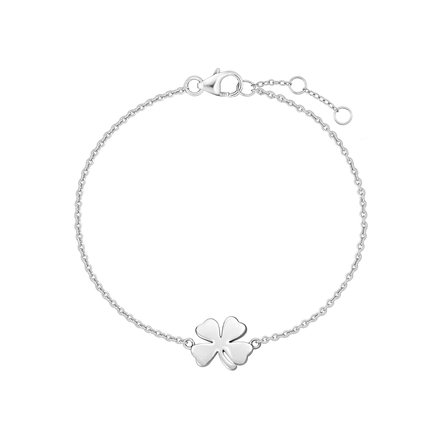 Four Leaf Clover Shamrock Flower Anklet Charm Anklet Sterling Silver