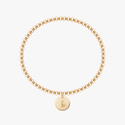 Personalized Disc Beaded Bracelet Gold
