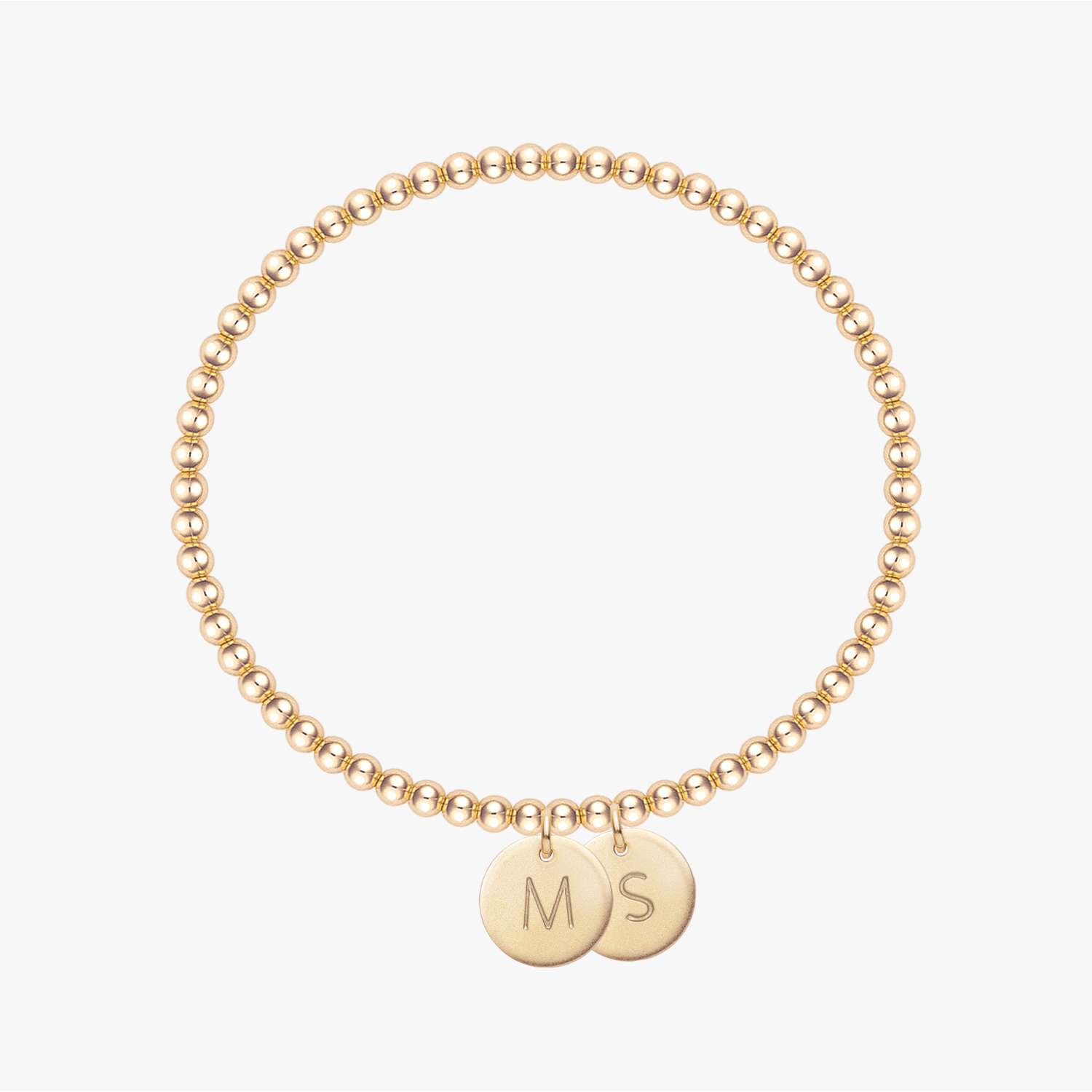 Personalized Disc Beaded Bracelet Gold