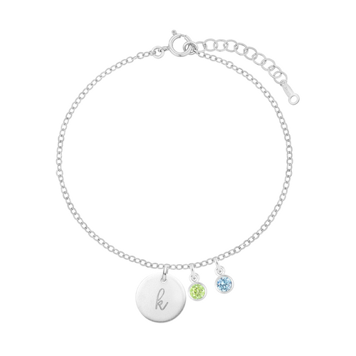 Personalized Birthstones Crystal Disc Bracelet