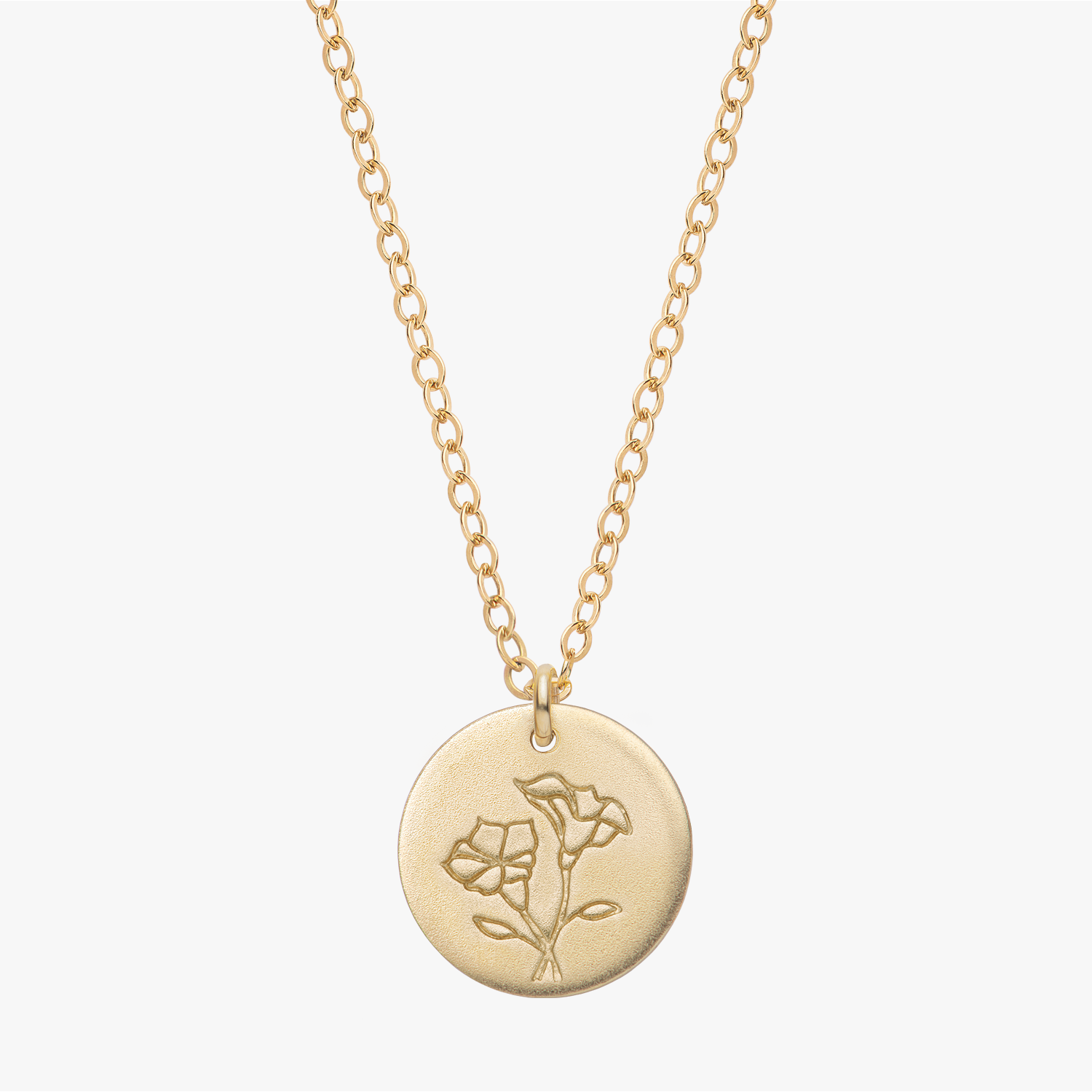 Personalized Birth Flower Initial Gold Necklace