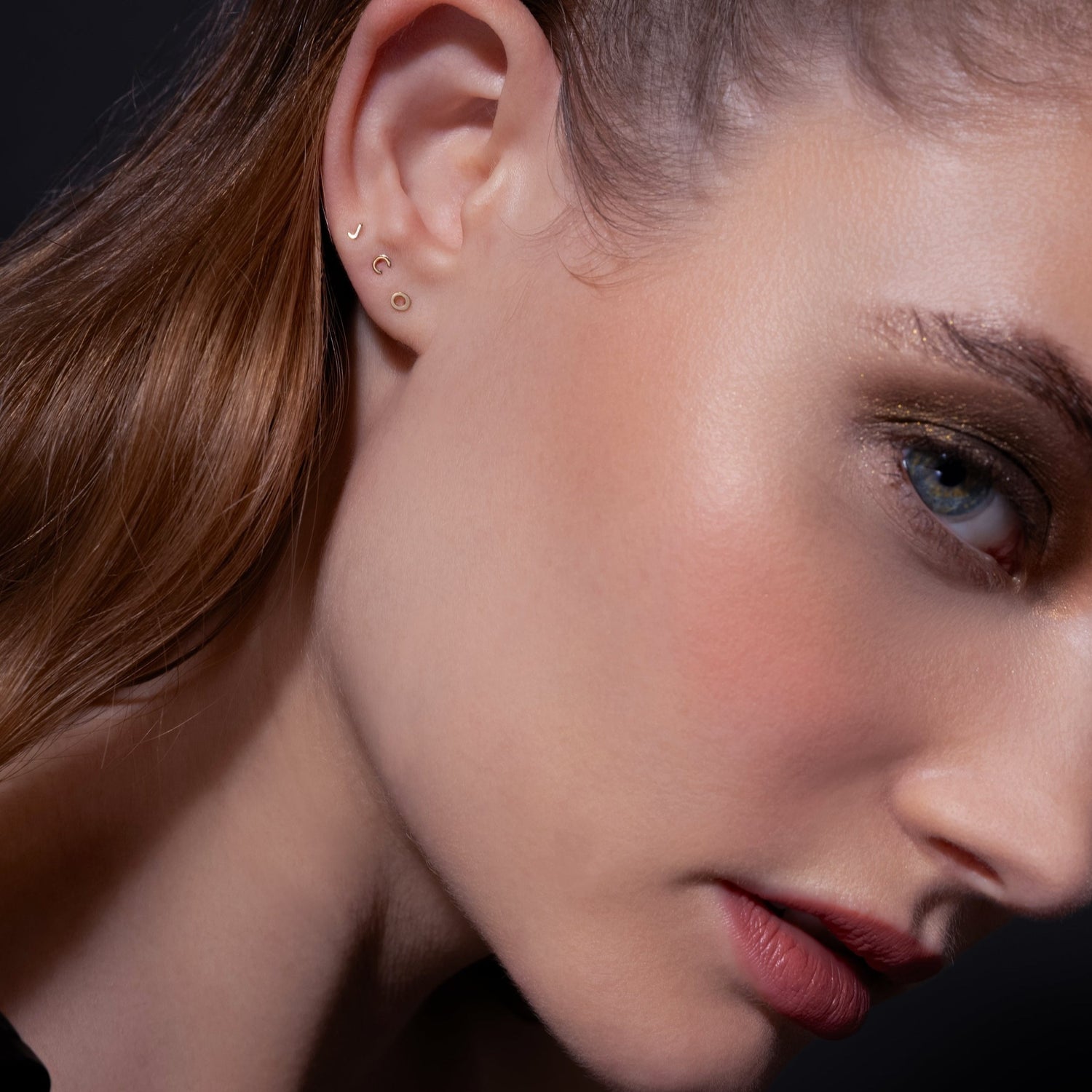 14K Solid Gold Mini Alphabet Flatback Earring