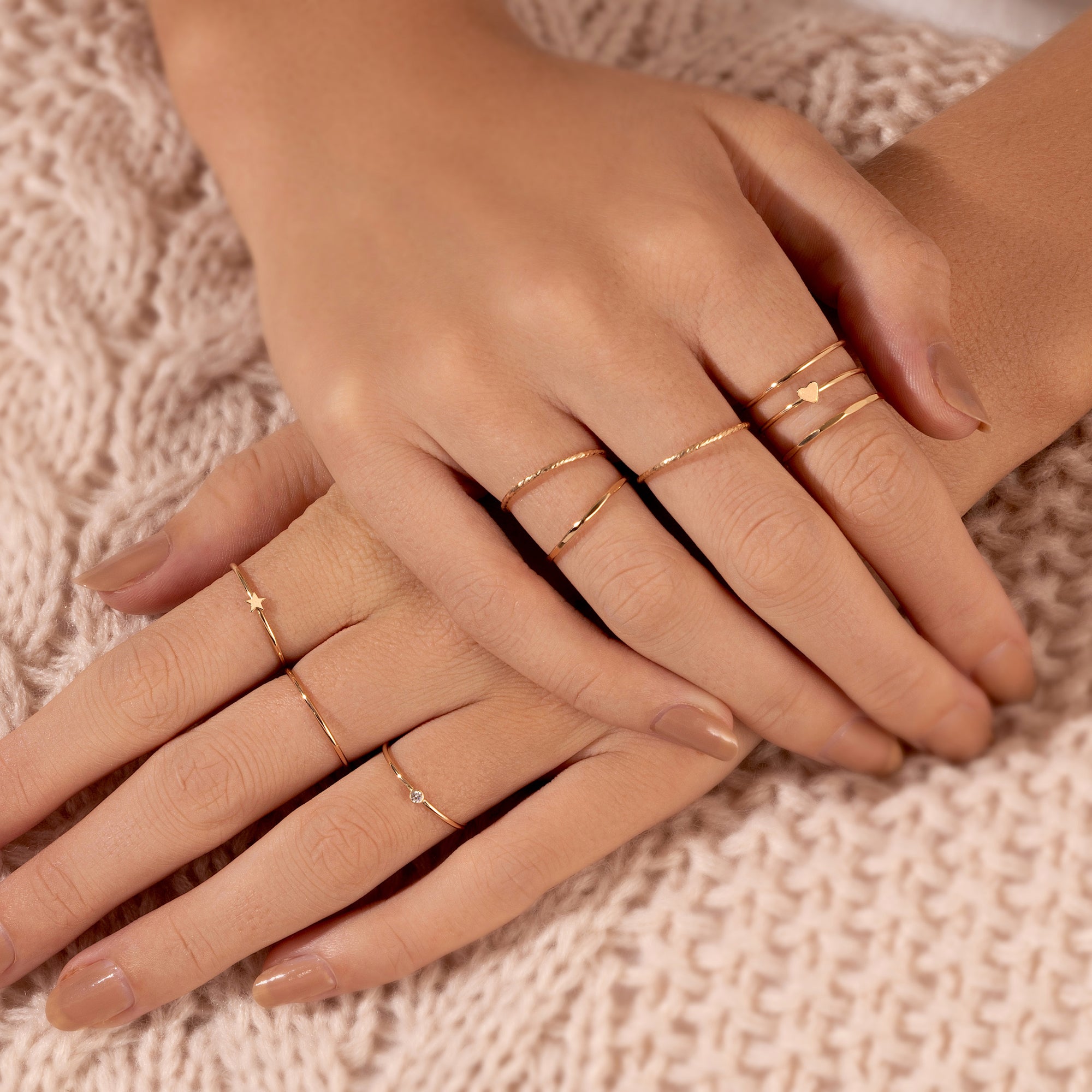 14Kソリッドゴールドスタッカーリング