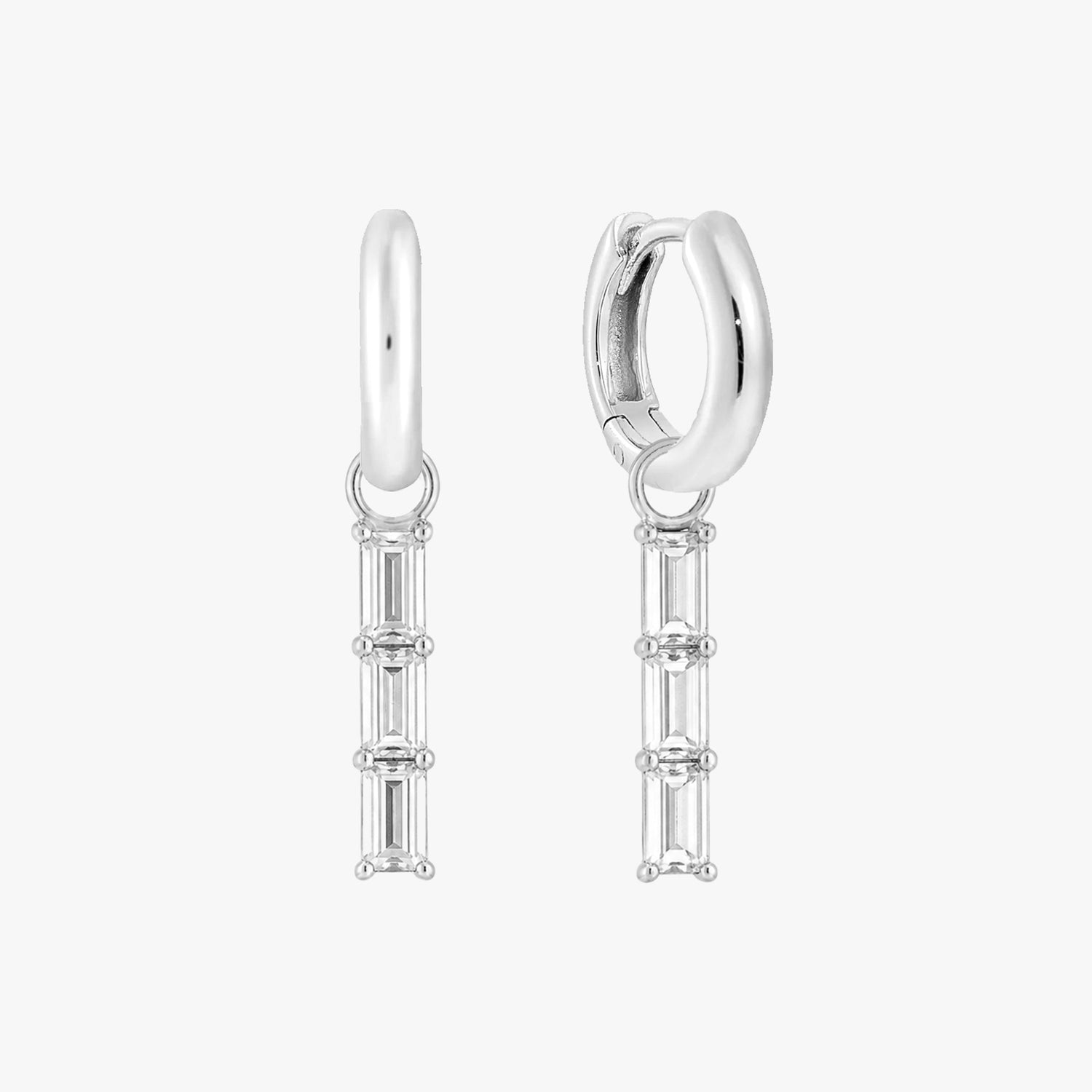 Baguette Trio Charm Huggie Earrings