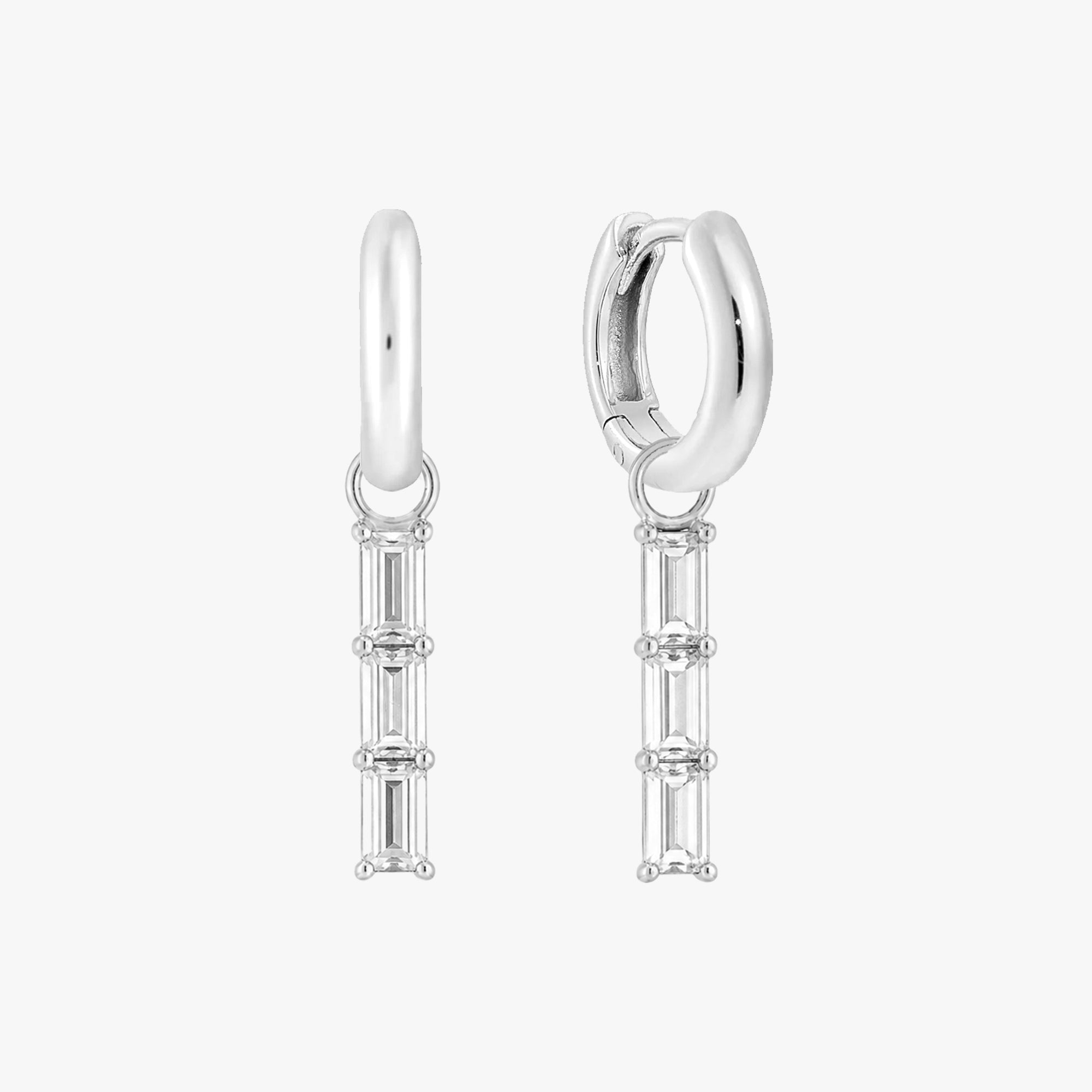 Baguette Trio Charm Huggie Earrings