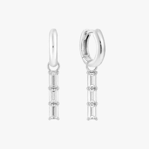 Baguette Trio Charm Huggie Earrings
