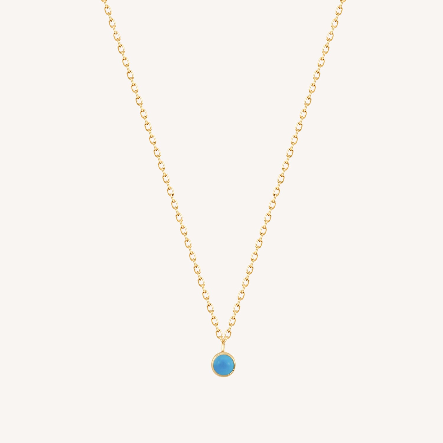 14K ソリッドゴールド シングルターコイズ ネックレス