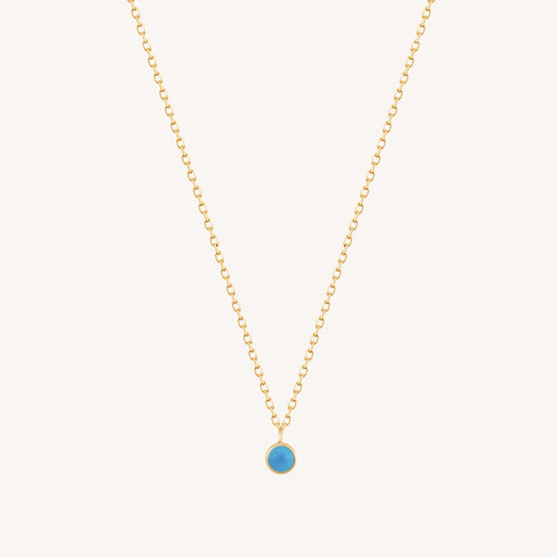 14K ソリッドゴールド シングルターコイズ ネックレス