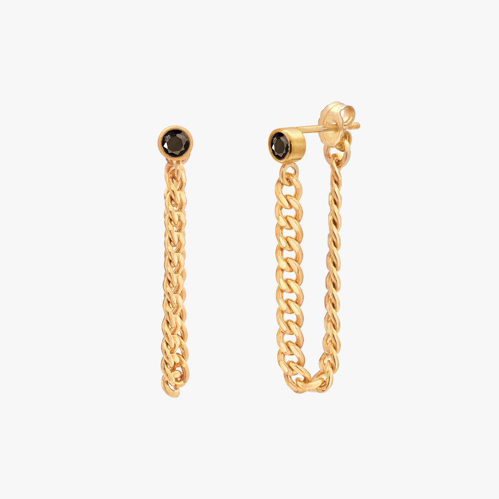 Curb Chain Black Bezel Earrings – J&CO Jewellery