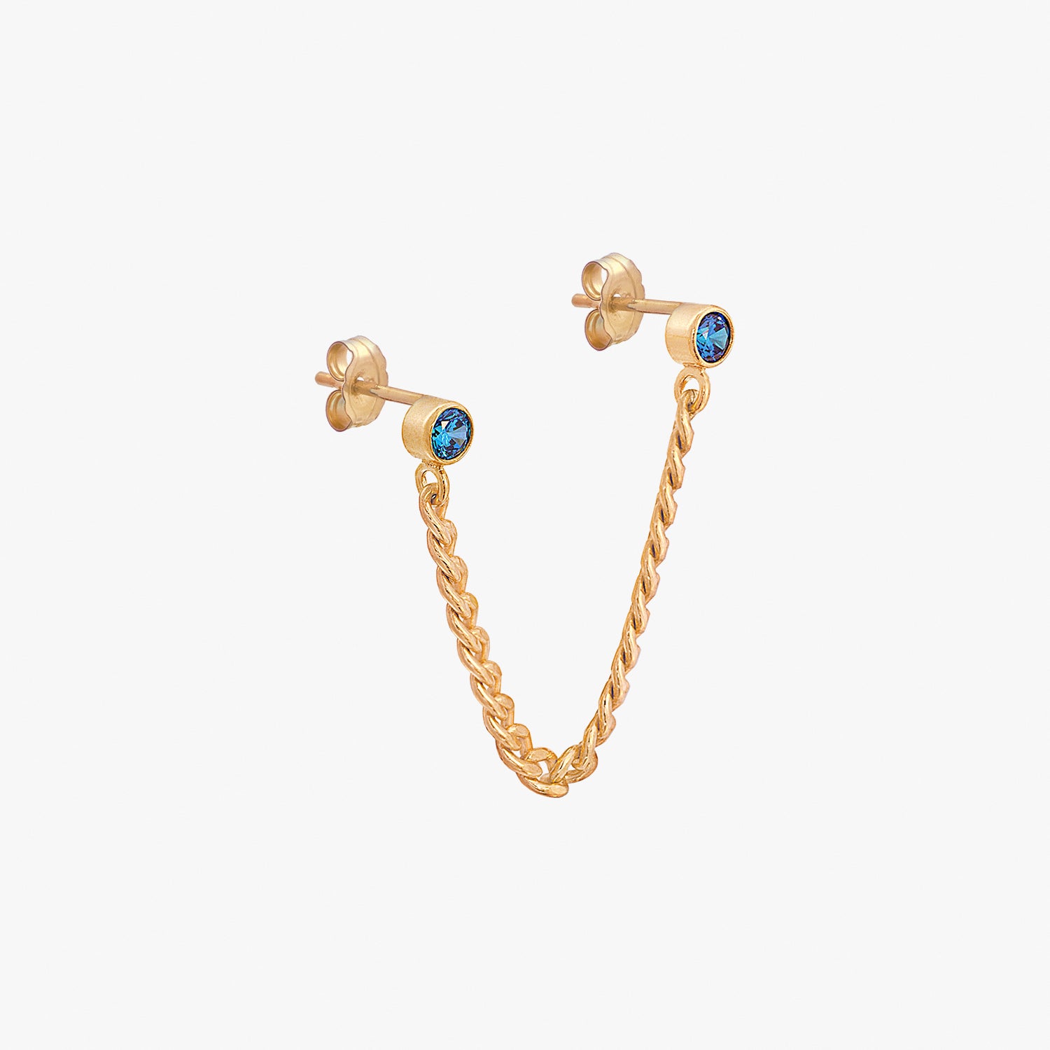 Curb Link Chain Sapphire Bezel Earring – J&CO Jewellery