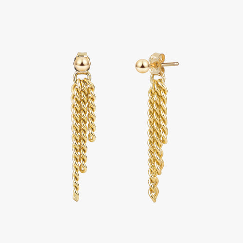 Cascade Curb Chain Stud Earrings