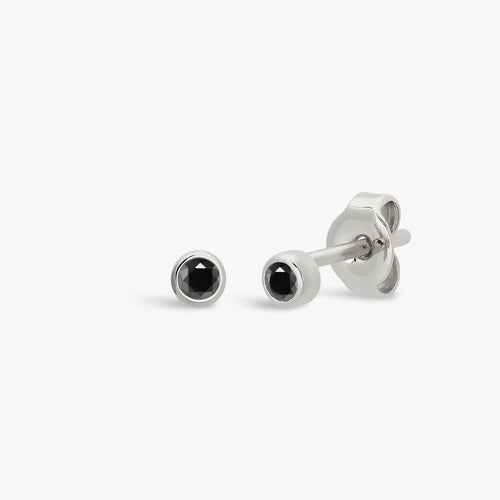 Mini Black Bezel Stud Earrings
