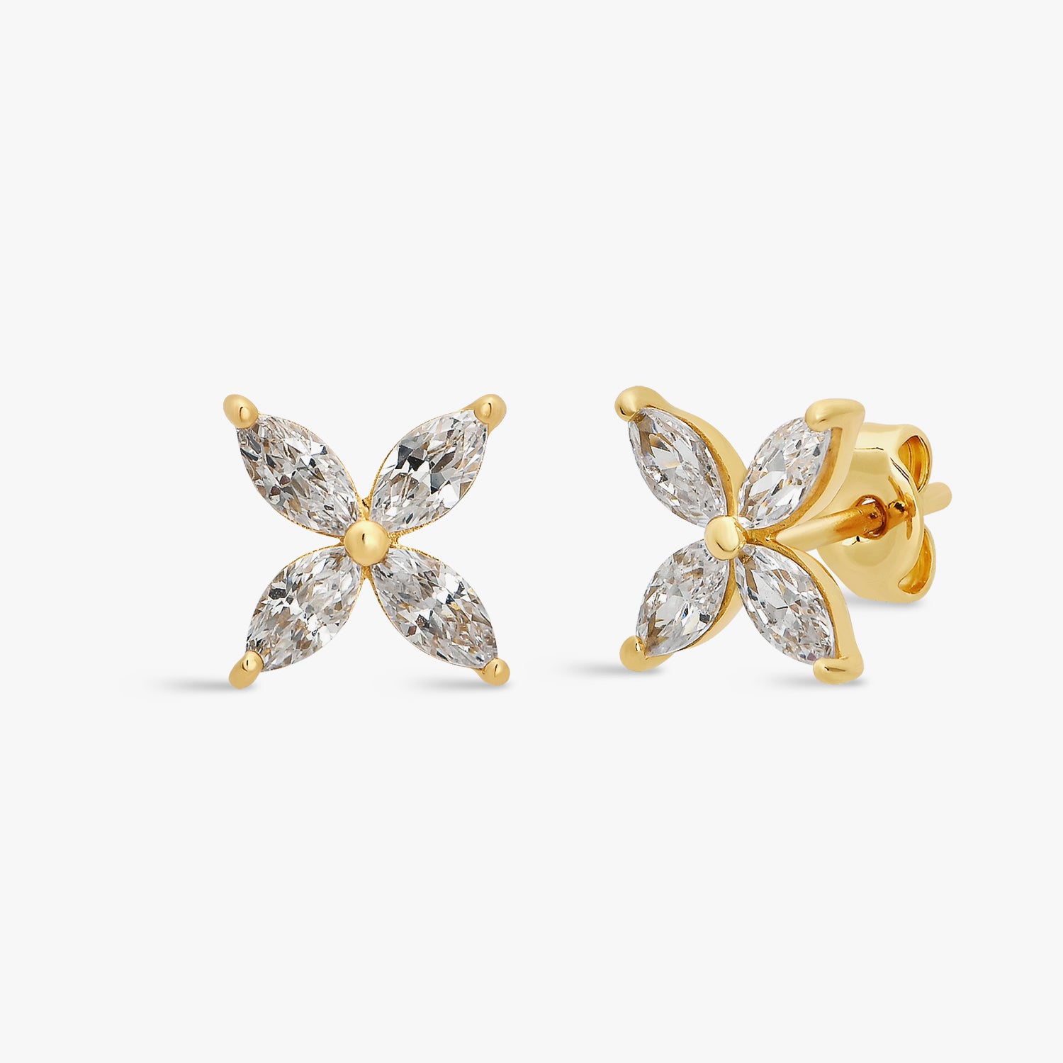 Marquise Flower Stud Earrings