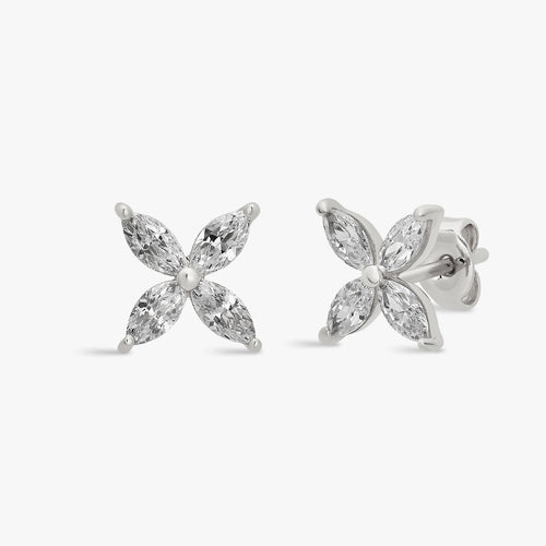 Marquise Flower Stud Earrings