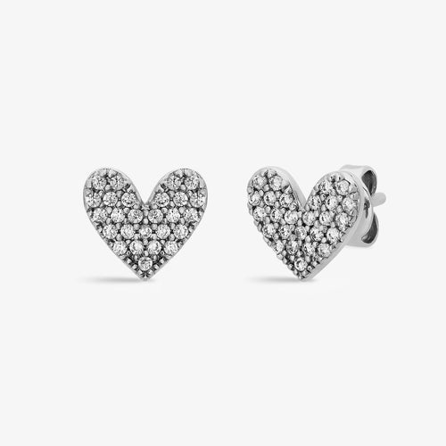 Luxe Pave Heart Stud Earrings