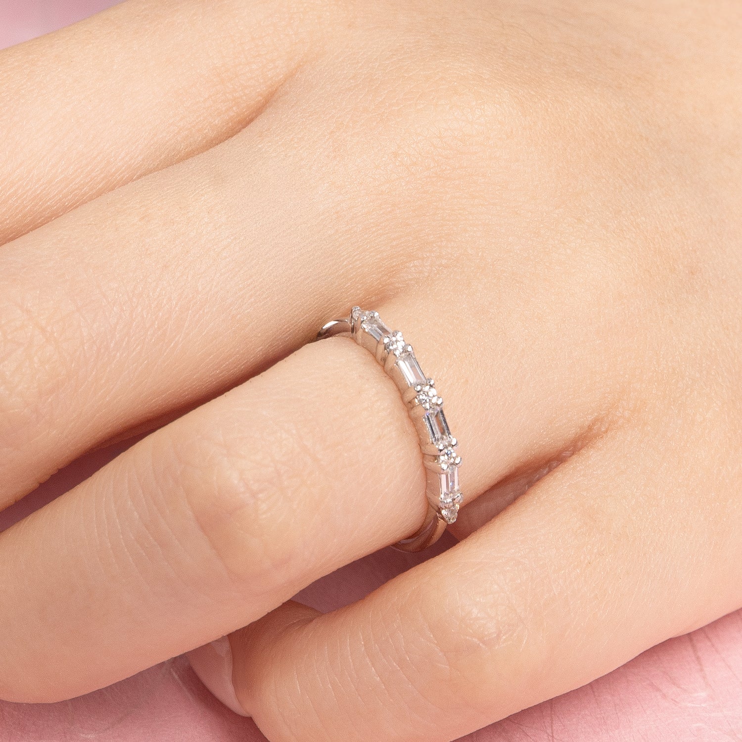 Cluster Baguette Ring Zilver