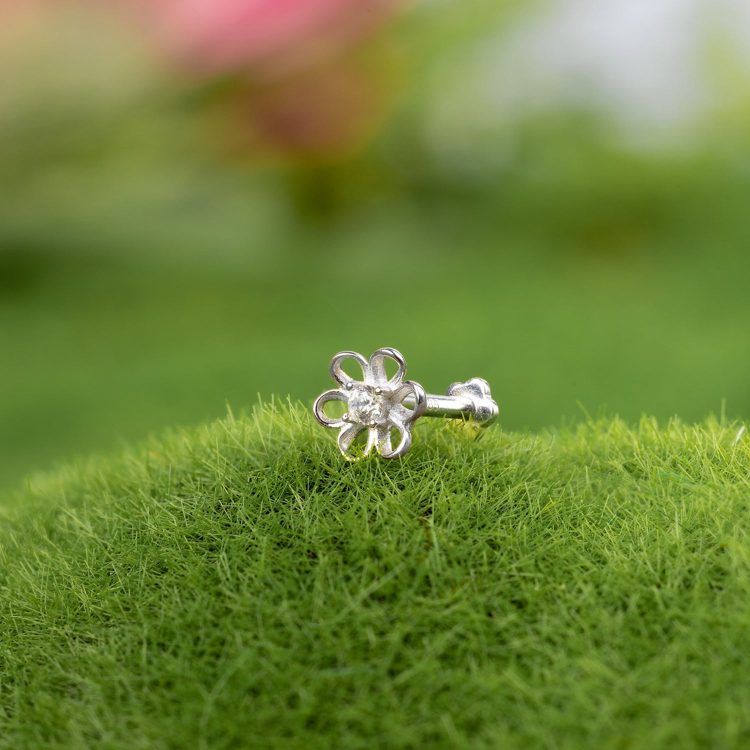 14K Massivt Guld Jasmin Blomst Fladbags Ørering