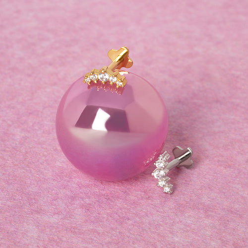 Crescent CZ Internal Labret Earring