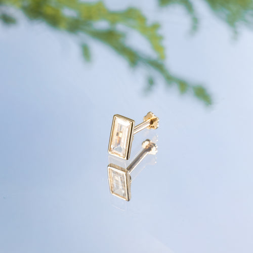 14K Massivgold Baguette Fassung Flachrückiger Ohrring
