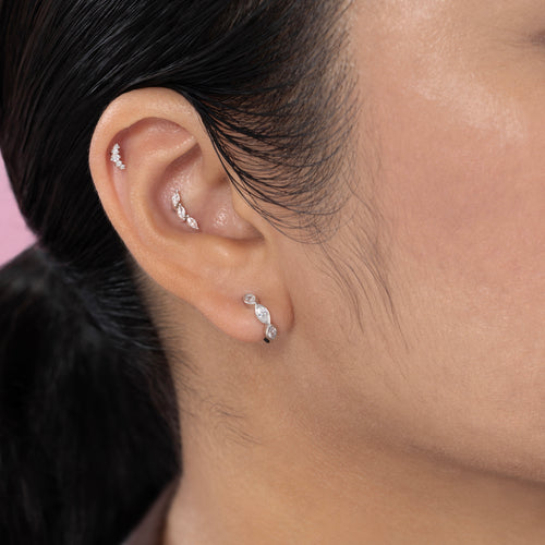 Marquise Curve CZ Flatback Earring